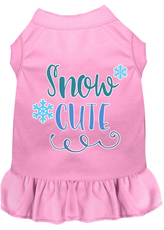 Snow Cute Screen Print Dog Dress Light Pink Lg